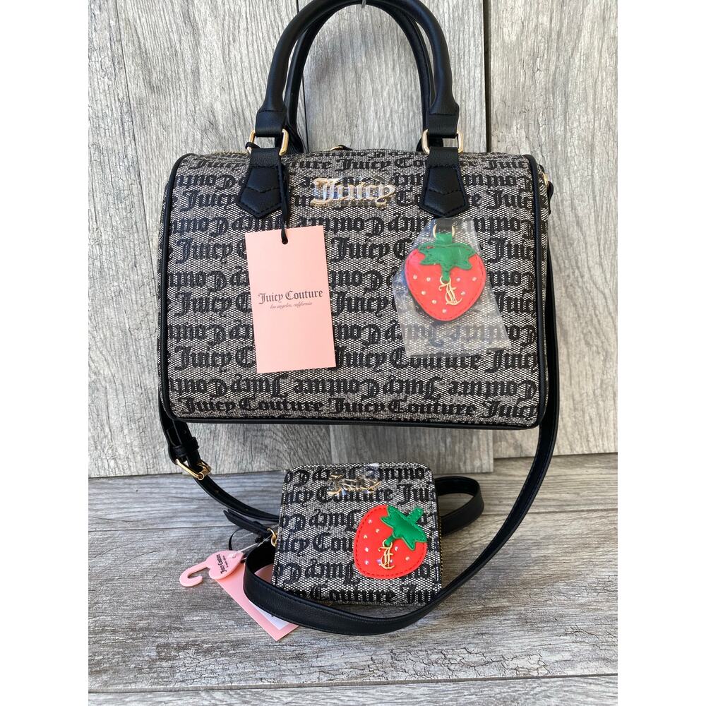 Juicy Couture | Black Monogram Satchel & Strawberry Wallet Set